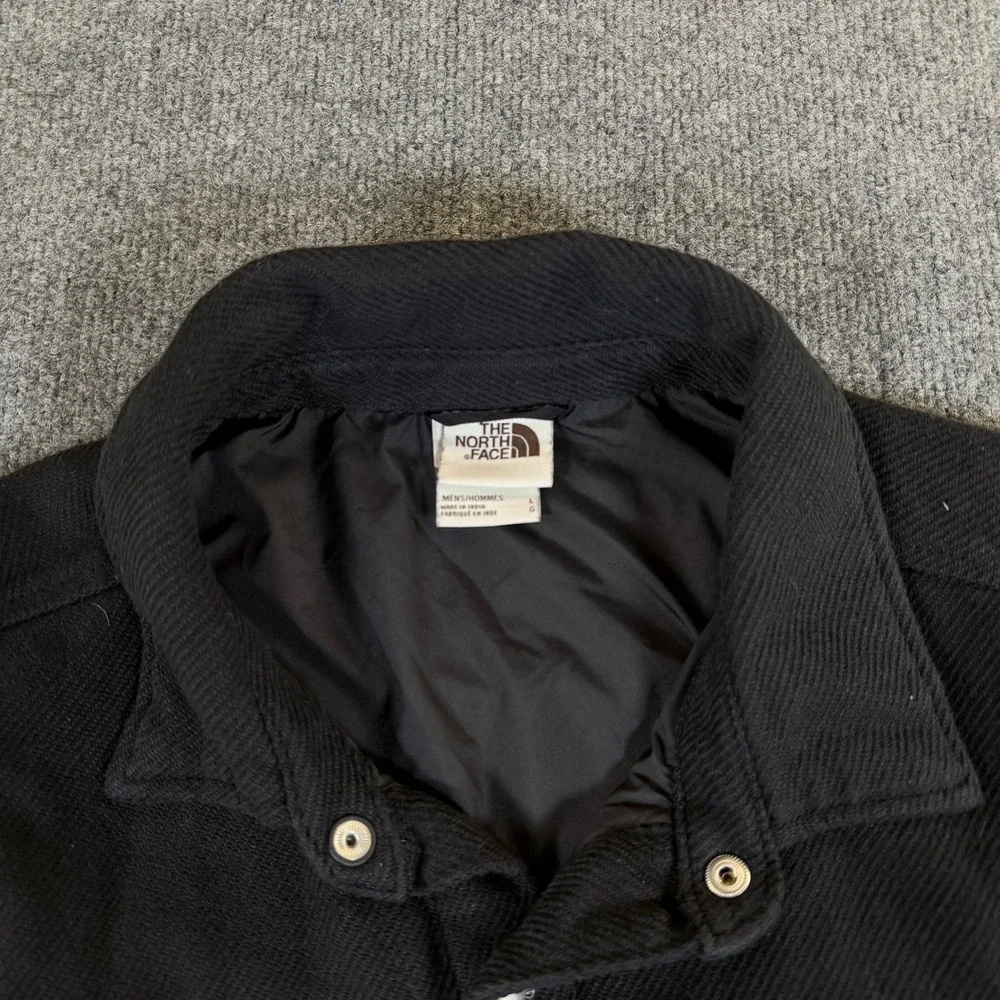 The North Face Mens Black‎ Cotton Twill Quilted Lined Snap Front Shirt Jacket L